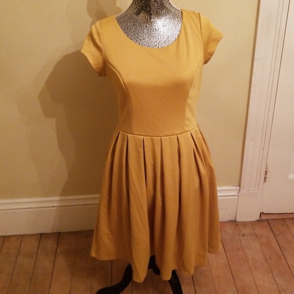 Mustard colored fleet collection dress